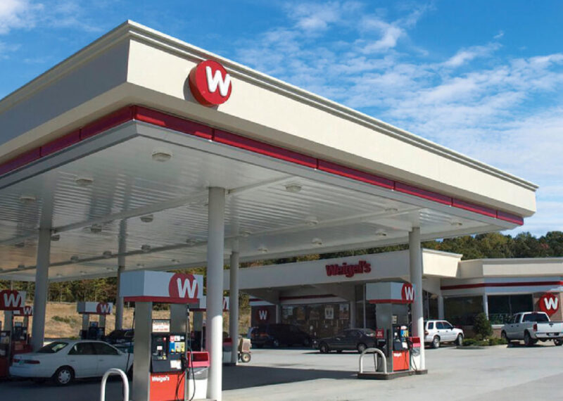 Weigel's fuel pumps and c-store retail location.