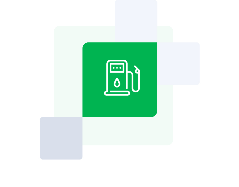 Fuel pump on green background statistical graphic icon.