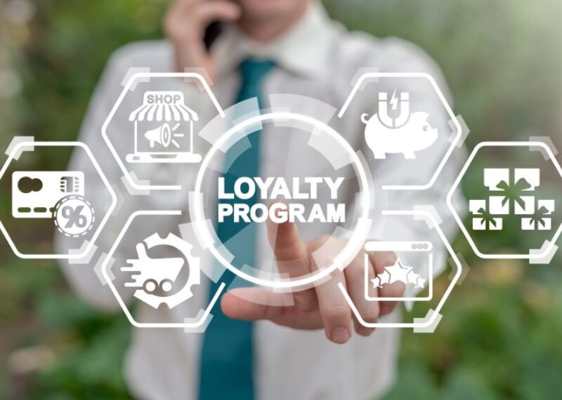 Loyalty program graphic overlay on a man talking on the phone image