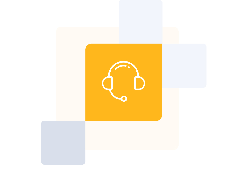 man with headset icon on yellow background