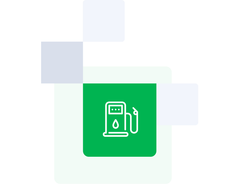 Gasoline fuel pump on green background graphic statistical icon.