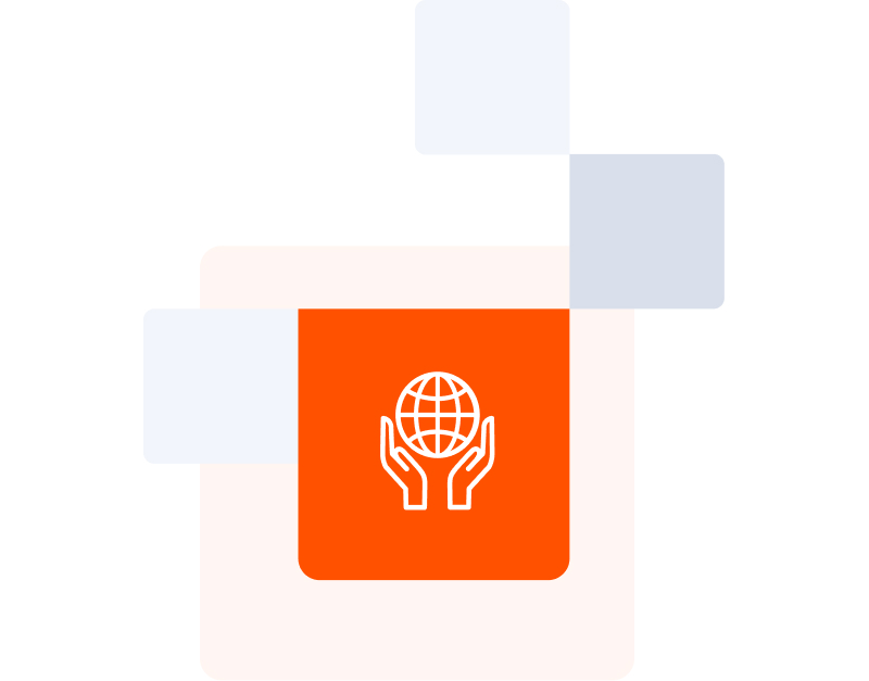 Building icon with orange background  