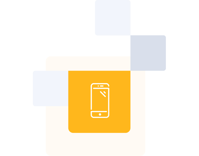 Smart phone on yellow background statistical graphic icon.