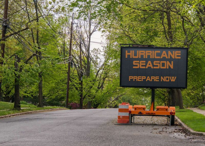 Hurricane season road sign prepare business for emergency