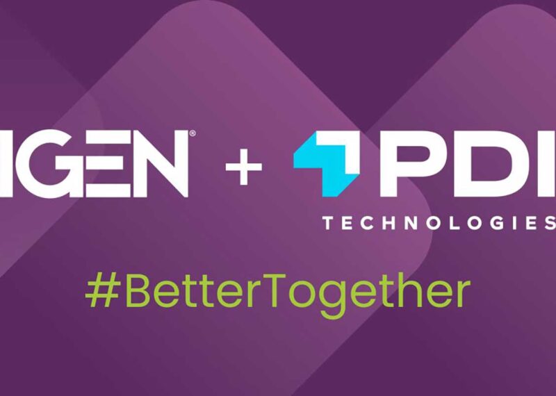 IGEN and PDI Technologies logos on a purple background with the hashtag #BetterTogether