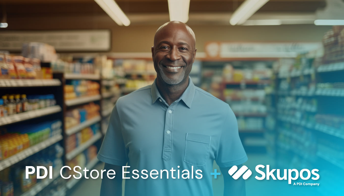 Man standing in convenience store aisle