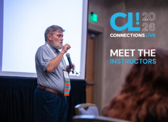 Instructor speaking with attendees in Connections Live Engagement session